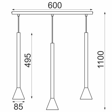 MAZZO kábeles csillár 3xGU10/8W/230V fekete