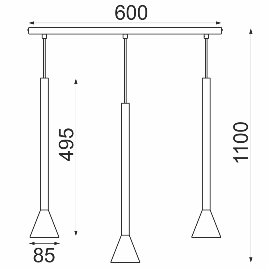 MAZZO kábeles csillár 3xGU10/8W/230V fekete