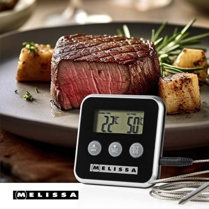 Melissa - Húshőmérő digitális kijelzővel és időzítővel 0-250 °C 1xAAA