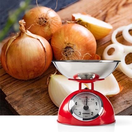 Melissa - Retro konyhai mérleg tállal, piros