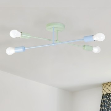 Mennyezeti csillár CAMBRIDGE 4xE27/15W/230V zöld/kék