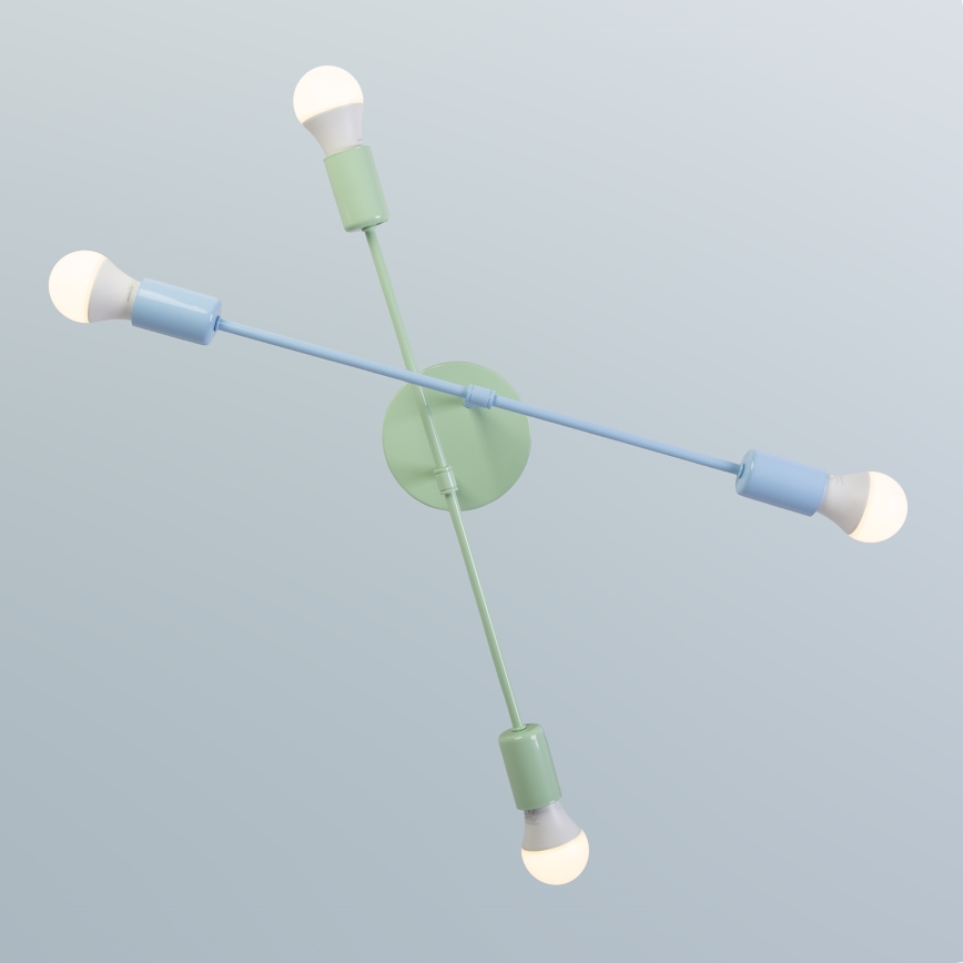 Mennyezeti csillár CAMBRIDGE 4xE27/15W/230V zöld/kék