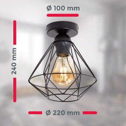 Mennyezeti lámpa 1xE27/40W/230V fekete