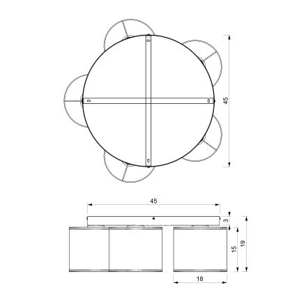 Mennyezeti lámpa ARDEN 5xE27/15W/230V, átmérő 44 cm, bézs