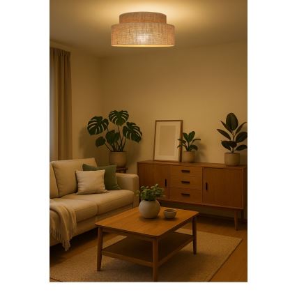 Mennyezeti lámpa BOHO 1xE27/60W/230V átm. 40 cm bézs