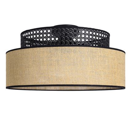 Mennyezeti lámpa BOHO 1xE27/60W/230V átm. 40 cm fekete/rattan