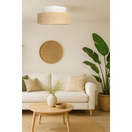 Mennyezeti lámpa BOHO 1xE27/60W/230V átm. 40 cm krémes/bézs