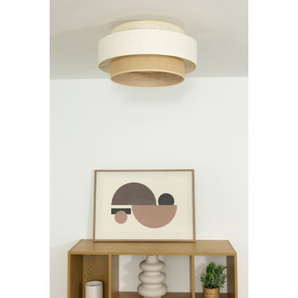 Mennyezeti lámpa BOHO 1xE27/60W/230V, átmérő 40 cm, fehér/juta