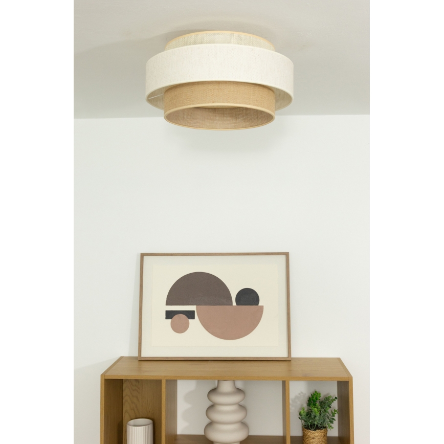 Mennyezeti lámpa BOHO 1xE27/60W/230V, átmérő 40 cm, fehér/juta