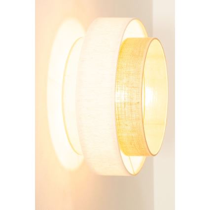 Mennyezeti lámpa BOHO 1xE27/60W/230V, átmérő 40 cm, fehér/juta