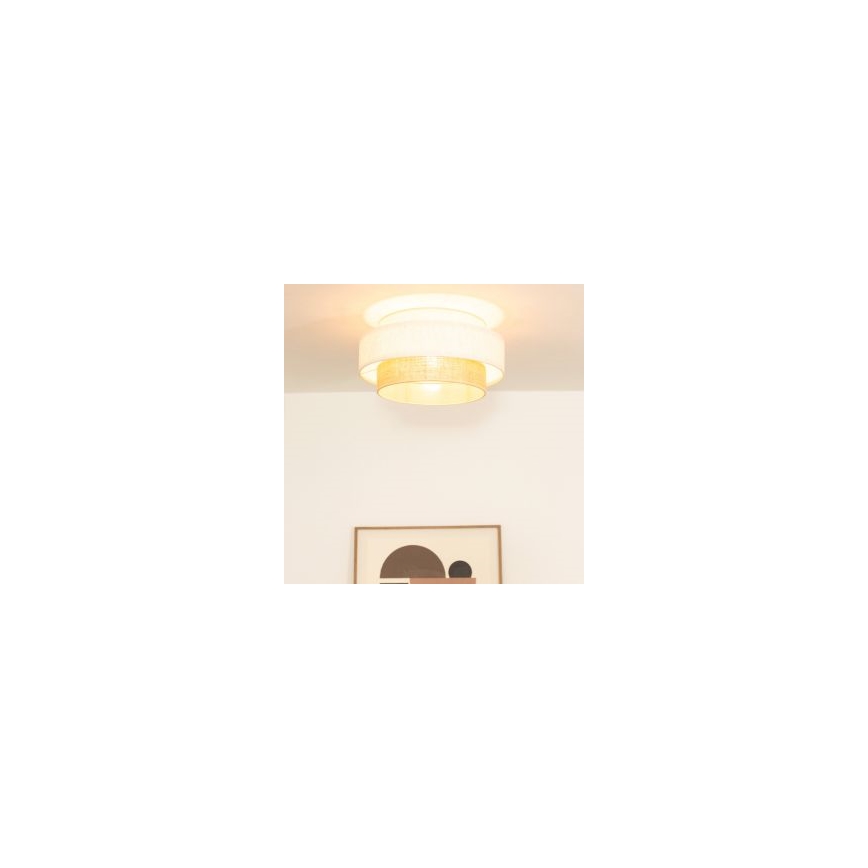 Mennyezeti lámpa BOHO 1xE27/60W/230V, átmérő 40 cm, fehér/juta