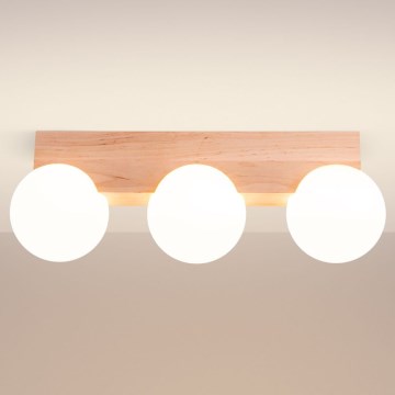 Mennyezeti lámpa BULBO 3xG9/8W/230V bükkfa/fehér