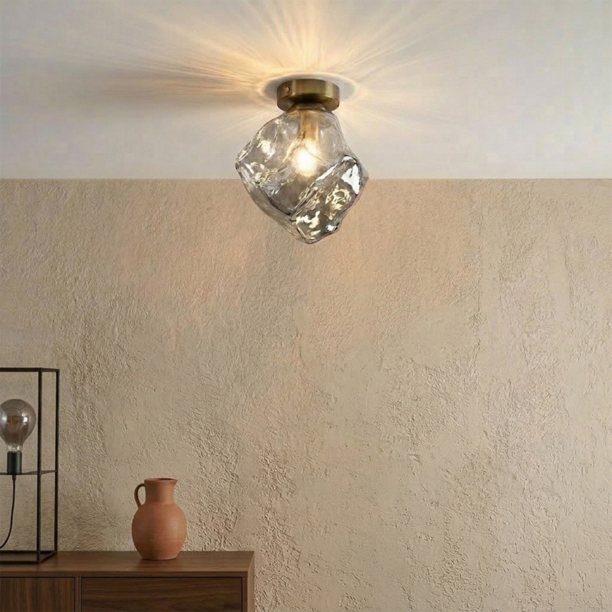 Mennyezeti lámpa CRISTAL 1xE14/15W/230V sárgaréz/füstös fekete