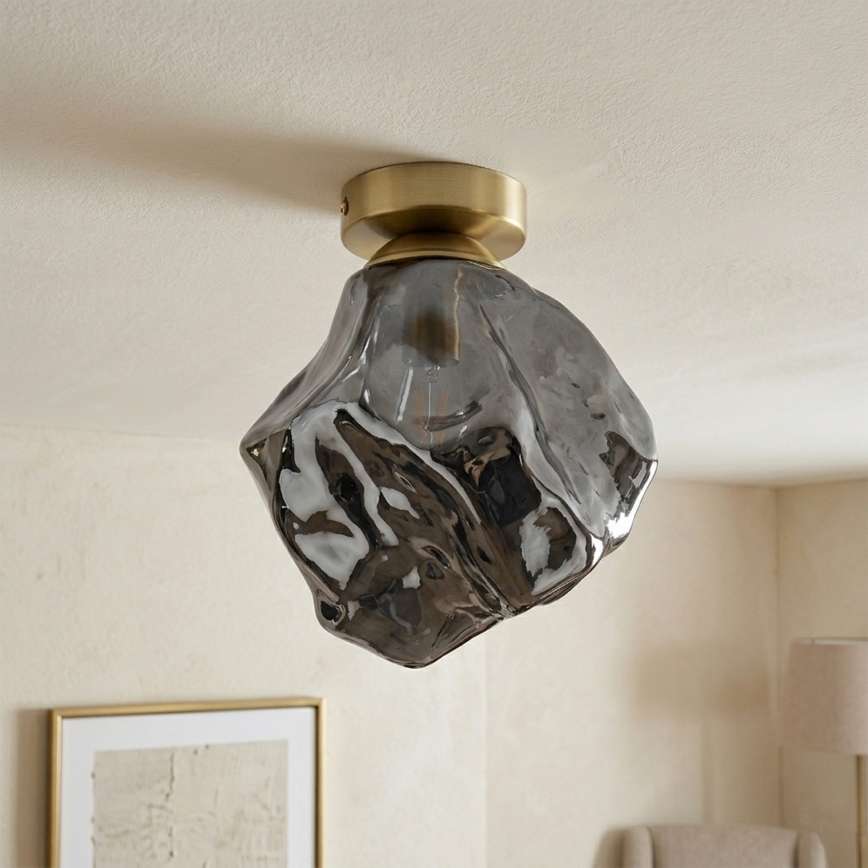 Mennyezeti lámpa CRISTAL 1xE14/15W/230V sárgaréz/füstös fekete