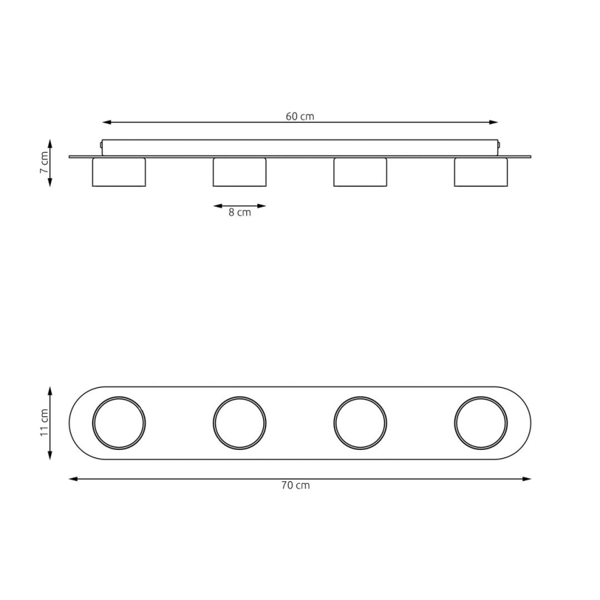 Mennyezeti lámpa DIAZ 4xGX53/12W/230V fekete/barna
