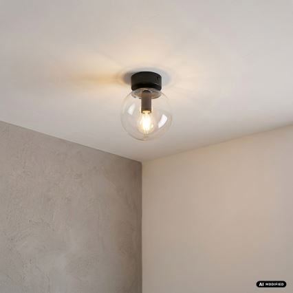 Mennyezeti lámpa ELIAS 1xE14/5W/230V, átmérő 13 cm, fekete/átlátszó