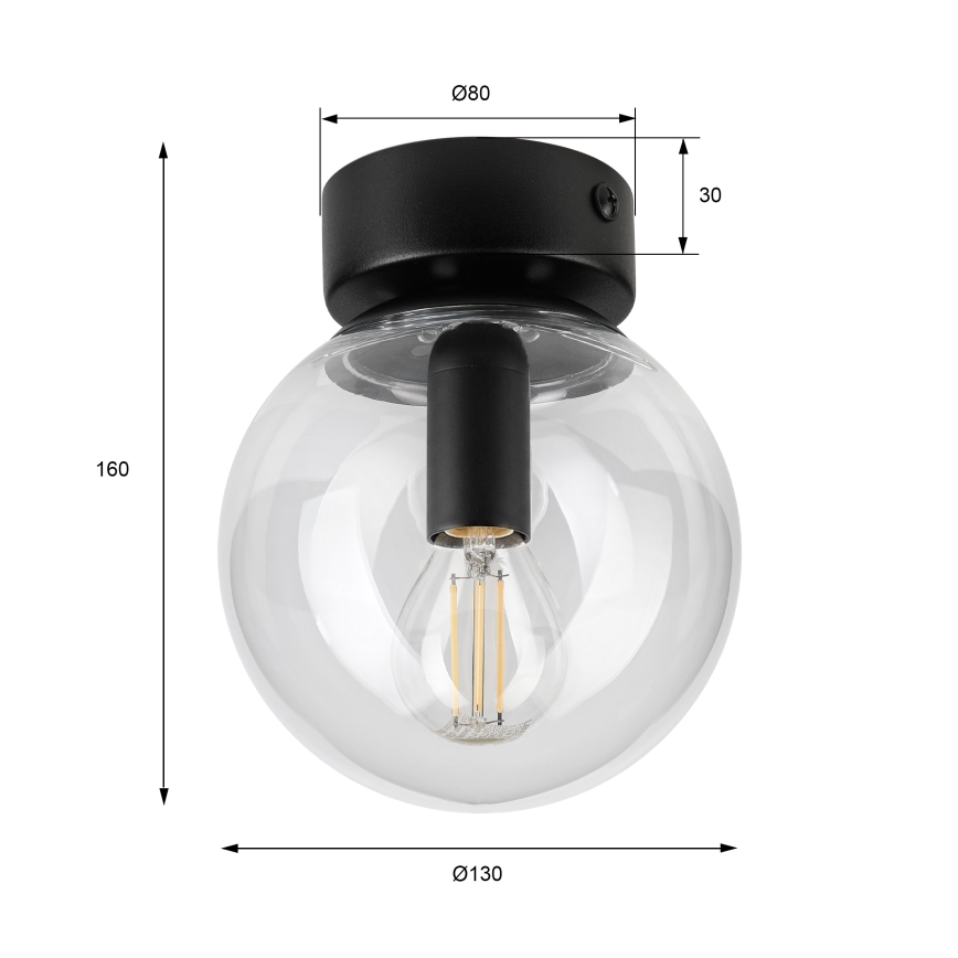 Mennyezeti lámpa ELIAS 1xE14/5W/230V, átmérő 13 cm, fekete/átlátszó