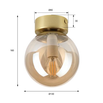 Mennyezeti lámpa ELIAS 1xE14/5W/230V Ø 13 cm arany/füstös bézs