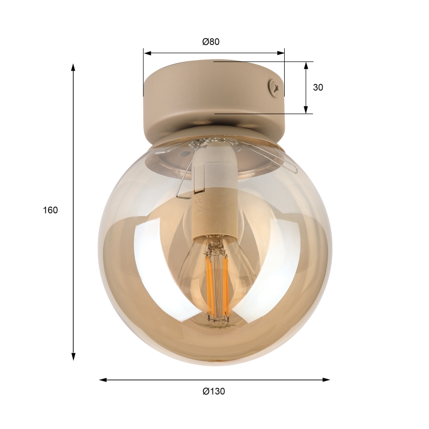 Mennyezeti lámpa ELIAS 1xE14/5W/230V Ø 13 cm bézs/füstös bézs
