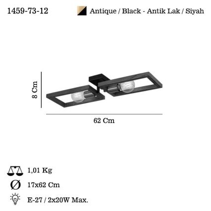 Mennyezeti lámpa ERA 2xE27/40W/230V barna