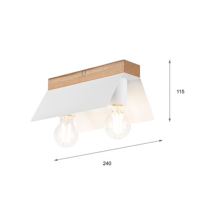 Mennyezeti lámpa ESME 2xE27/15W/230V fehér/tölgy