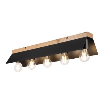 Mennyezeti lámpa ESME 5xE27/15W/230V fekete/tölgy