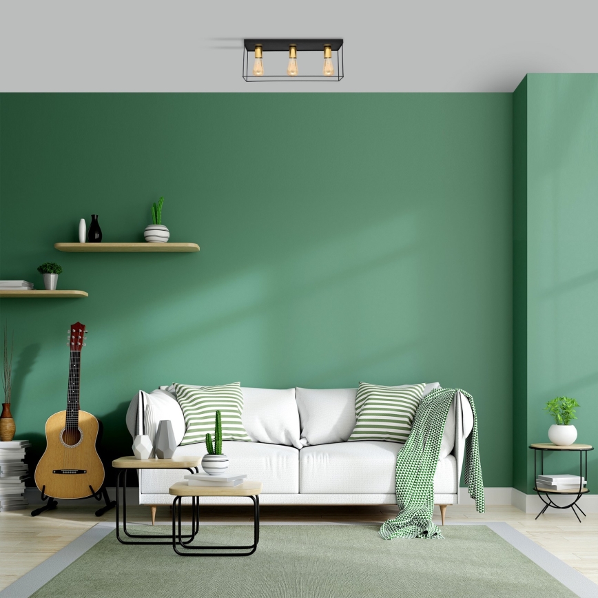 Mennyezeti lámpa FINN 3xE27/15W/230V fekete/arany