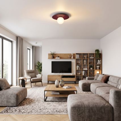 Mennyezeti lámpa FLAT 1xE27/15W/230V átm. 35 cm bordó