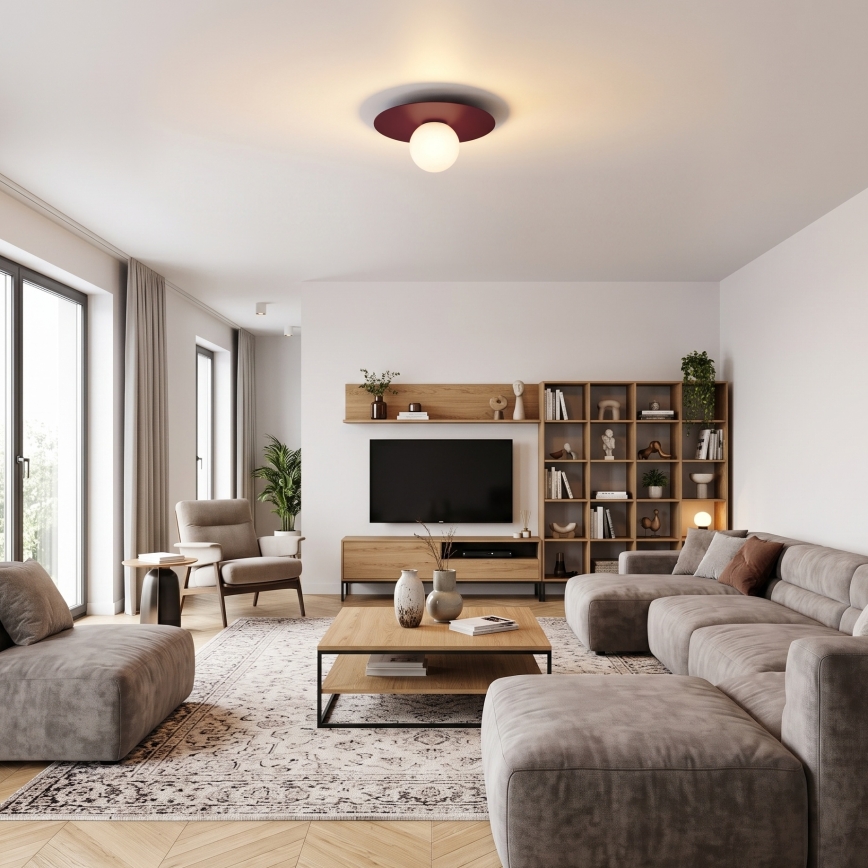 Mennyezeti lámpa FLAT 1xE27/15W/230V átm. 35 cm bordó