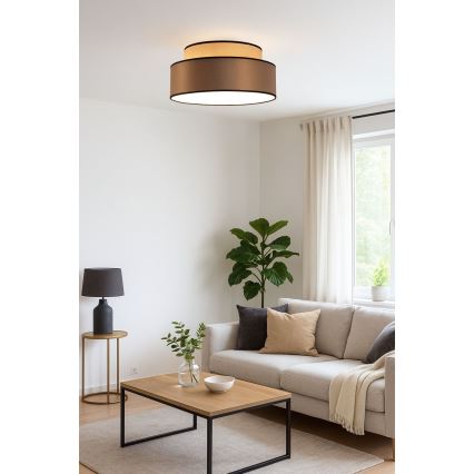 Mennyezeti lámpa GRACE 1xE27/60W/230V átm. 40 cm bézs/barna