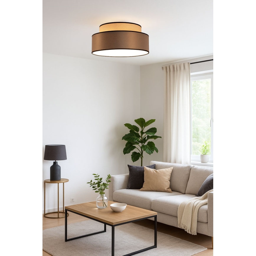 Mennyezeti lámpa GRACE 1xE27/60W/230V átm. 40 cm bézs/barna