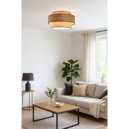 Mennyezeti lámpa GRACE 1xE27/60W/230V átm. 40 cm bézs/barna