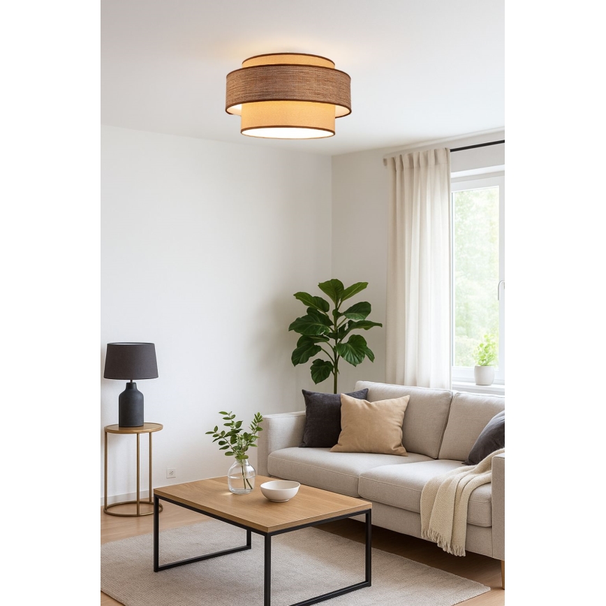 Mennyezeti lámpa GRACE 1xE27/60W/230V átm. 40 cm bézs/barna