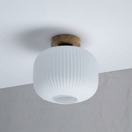 Mennyezeti lámpa HARMA WOOD 1xE27/15W/230V tölgy/fehér átm. 25 cm