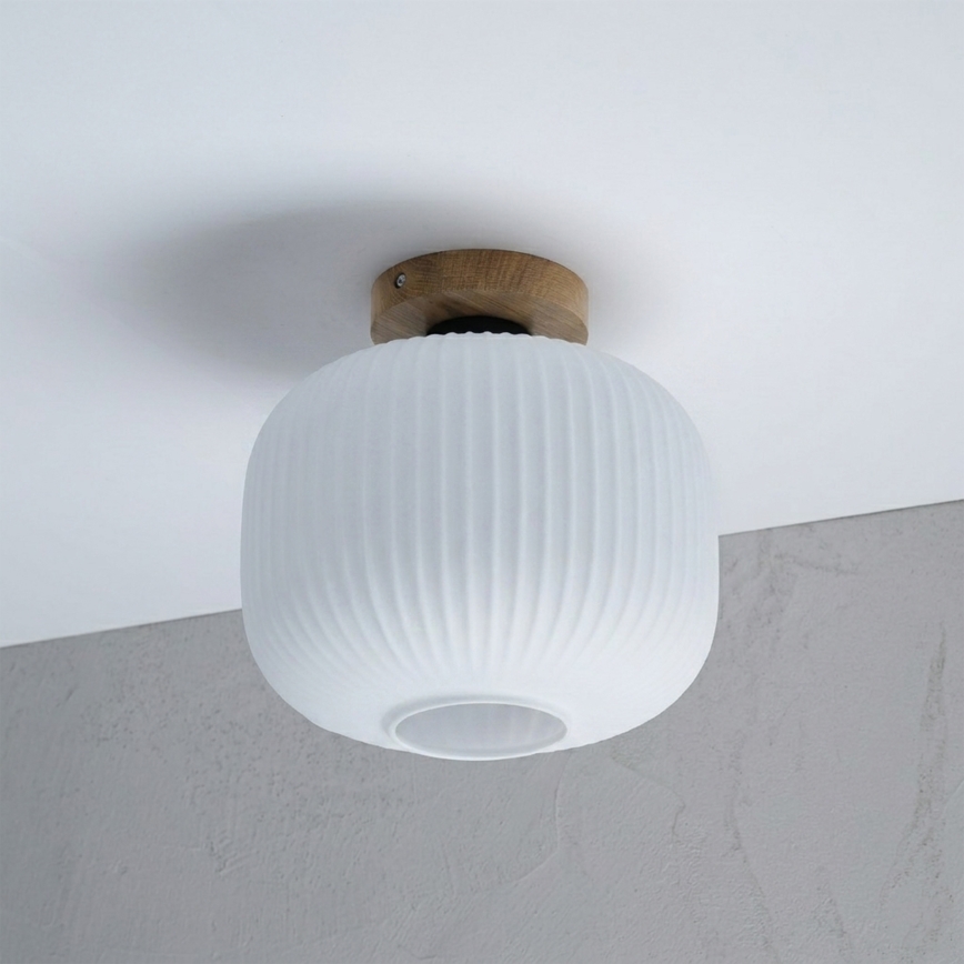 Mennyezeti lámpa HARMA WOOD 1xE27/15W/230V tölgy/fehér átm. 25 cm