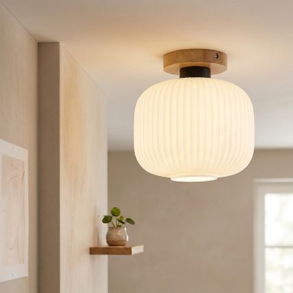 Mennyezeti lámpa HARMA WOOD 1xE27/15W/230V tölgy/fehér átm. 25 cm