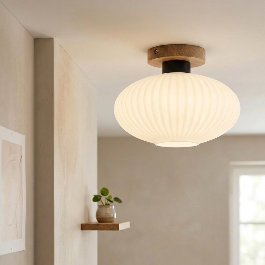 Mennyezeti lámpa HARMA WOOD 1xE27/15W/230V tölgy/fehér Ø 25 cm