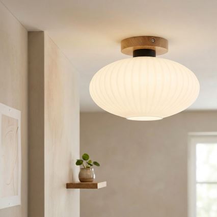 Mennyezeti lámpa HARMA WOOD 1xE27/15W/230V tölgy/fehér Ø 30 cm