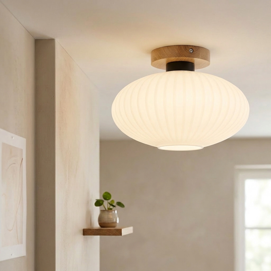 Mennyezeti lámpa HARMA WOOD 1xE27/15W/230V tölgy/fehér Ø 30 cm