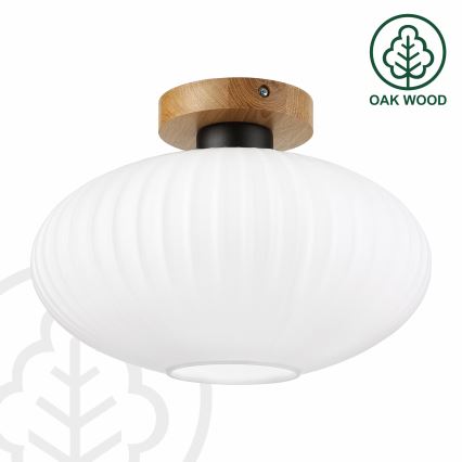 Mennyezeti lámpa HARMA WOOD 1xE27/15W/230V tölgy/fehér Ø 30 cm