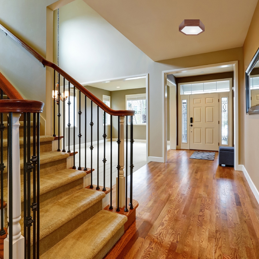 Mennyezeti lámpa HEX 1xE27/60W/230V á. 32 cm fenyő barna