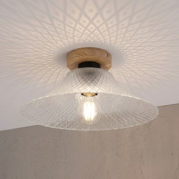 Mennyezeti lámpa JULL WOOD 1xE27/15W/230V tölgy/átlátszó átm. 34 cm
