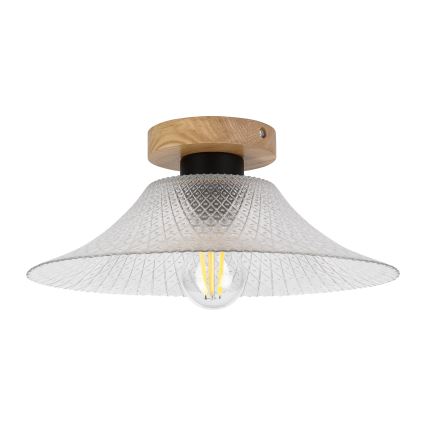 Mennyezeti lámpa JULL WOOD 1xE27/15W/230V tölgy/átlátszó átm. 34 cm