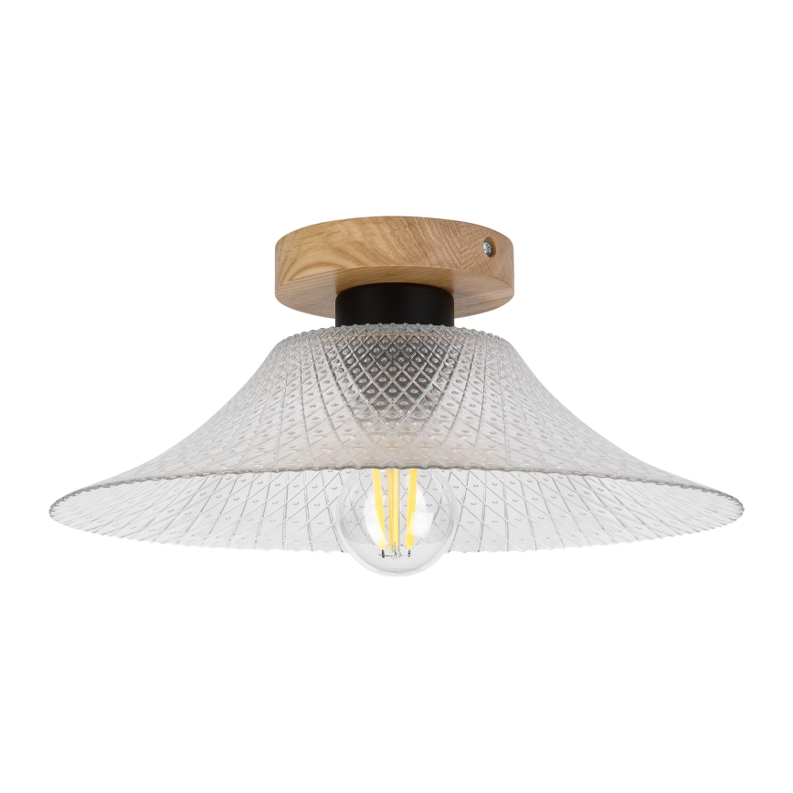 Mennyezeti lámpa JULL WOOD 1xE27/15W/230V tölgy/átlátszó átm. 34 cm