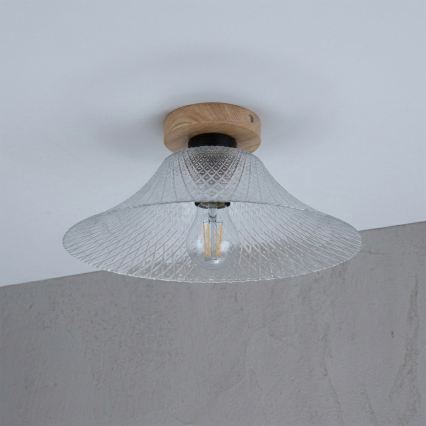 Mennyezeti lámpa JULL WOOD 1xE27/15W/230V tölgy/átlátszó átm. 34 cm