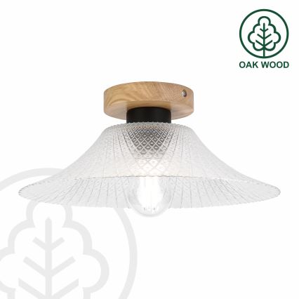 Mennyezeti lámpa JULL WOOD 1xE27/15W/230V tölgy/átlátszó átm. 34 cm