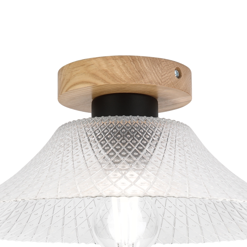 Mennyezeti lámpa JULL WOOD 1xE27/15W/230V tölgy/átlátszó átm. 34 cm