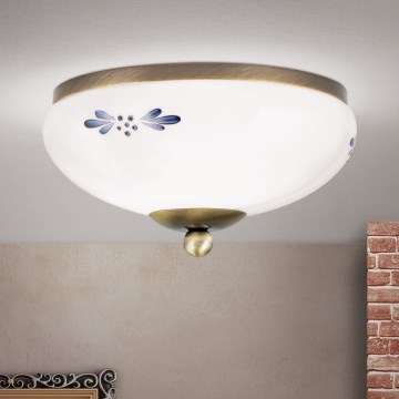 Mennyezeti lámpa LANDHAUS 1xE27/60W/230V átm. 21 cm bronz/fehér