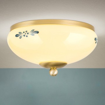 Mennyezeti lámpa LANDHAUS 1xE27/60W/230V Ø 21 cm réz/bézs/kék