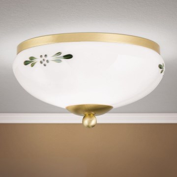 Mennyezeti lámpa LANDHAUS 1xE27/60W/230V Ø 21 cm sárgaréz/fehér/zöld